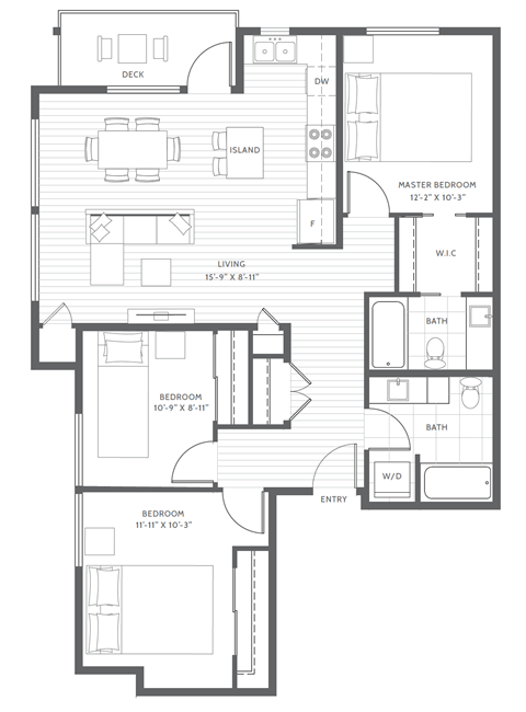 Three Bed Floor Plan at Harbor Heights 55+ Community, Olympia, Washington
